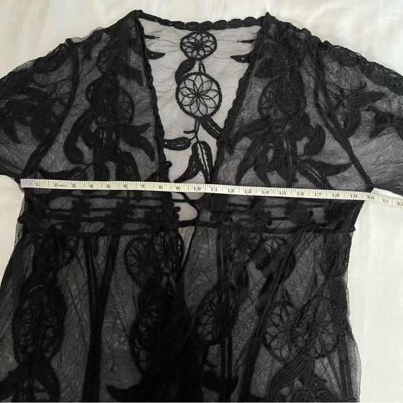Black embroidered dream catcher lacebeach cover up kimono